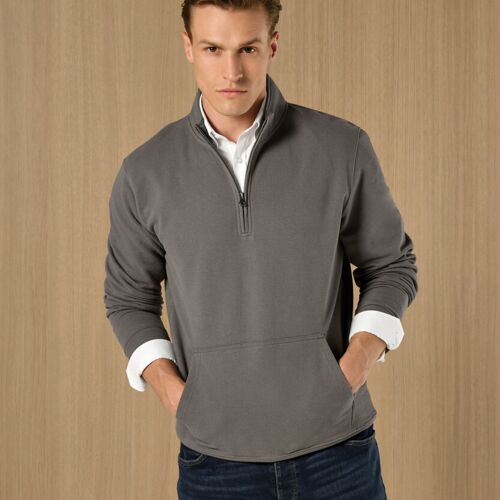 Regular fit 1/4-zip piqué sweatshirt Thumbnail