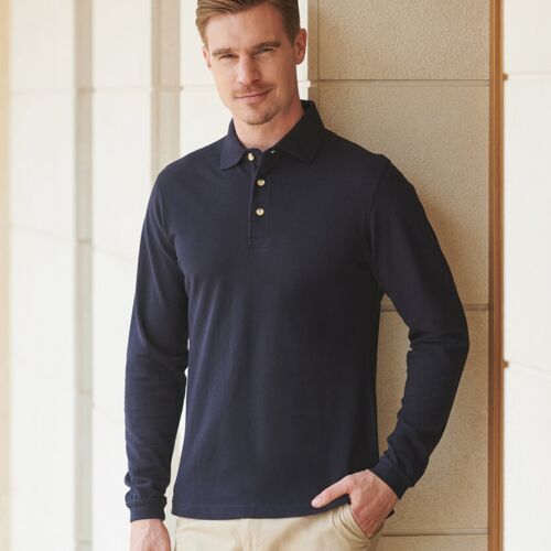 Long sleeve cotton polo shirt Thumbnail