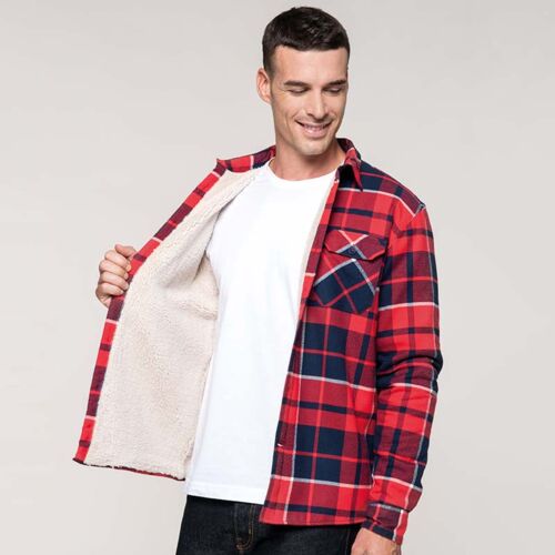 Sherpa-lined checked shirt jacket Thumbnail